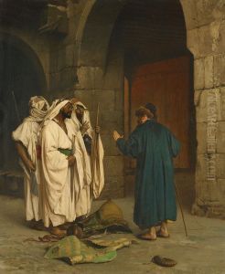 Oude jood met drie arabieren by Jean-Leon Gerome