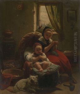 Kind in de wieg by Eduard Geselschap