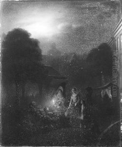Avondmarkt in een Friese stad by Petrus van Schendel