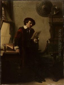 Rembrandt in zijn atelier-Rembrandt in his studio by Nicolaas Pieneman