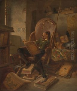 Don Quichot in zijn studeervertrek by Adolf Schrodter