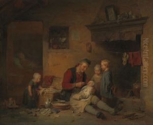 De kraamkamer by Ferdinand de Braekeleer
