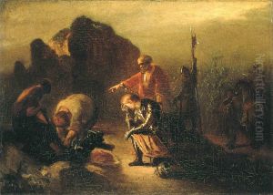 Anno 1282. Graaf Floris V bij de plaats waar het lijk van zijn vader ligt by Jozef Israels