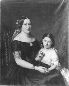 Portret van een dame met kind Portret van een dame met kind