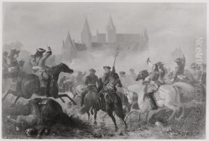Anno 1672. Conde raakt bij de Franse overtocht van de Rijn gewond by Karel Frederik Bombled