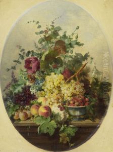 Stilleven met vruchten en bloemen by Louis Martinet