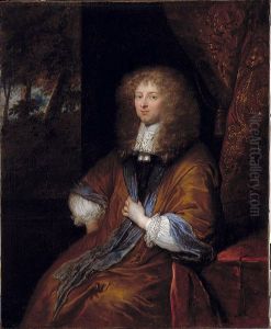 Portret van een man-Portrait of a man by Caspar Netscher