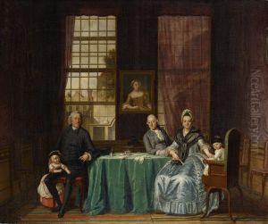 Family portrait in an interior by Hendrik Pothoven