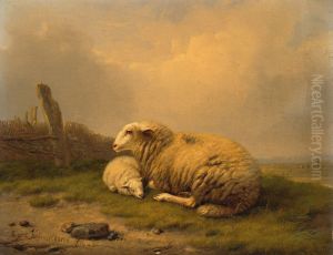 Een rustend schaap en een lam