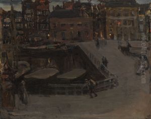 Damrak bij avond Damrak bij avond