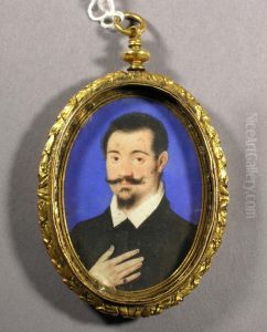 Portret van een onbekende heer in koperen medaillon