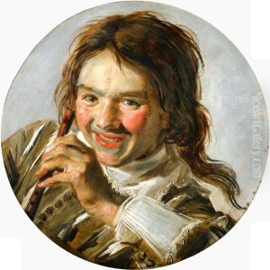 Lachende jongen met een fluit