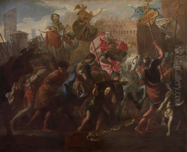 Le Roi Theodoric Ier mene le Comte Litorius captif - view 1