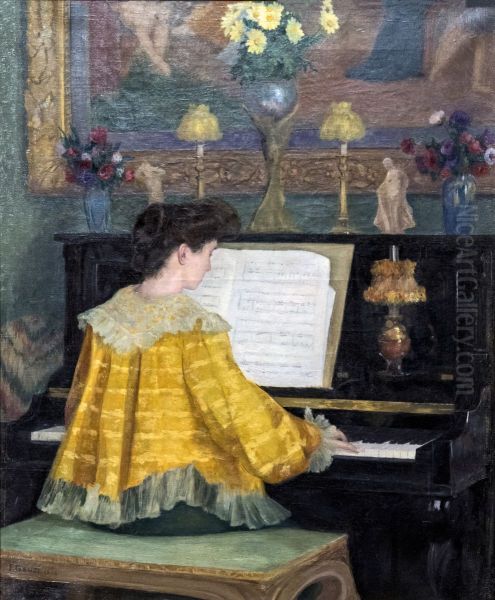 Young woman at the pianoFrancais:Jeune femme au pianoItaliano:Giovane donna al pianoforte - view 1
