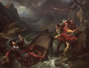 Guillaume Tell renversant la barque sur laquelle le gouverneur Gessler traversait le lac de Lucerne by Francois-Andre Vincent