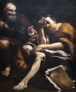 Democritus and HeraclitusFrancais:Democrite et HeracliteItaliano:Democrito ed Eraclito by Giuseppe Maria Crespi
