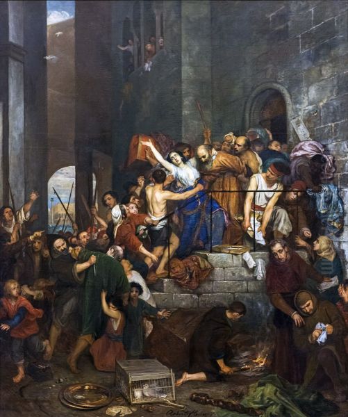 Looting of a house at theGiudeccafrom Venice to the Middle Ages.Francais:Pillage d'une maison a laGiudeccade Venise au Moyen Age.Italiano:Saccheggio di una casa allaGiudeccada Venezia al Medioevo. - view 1