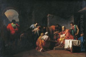 Belisaire recevant l'hospitalite d'un paysan ayant servi sous ses ordres by Jean-Francois-Pierre Peyron