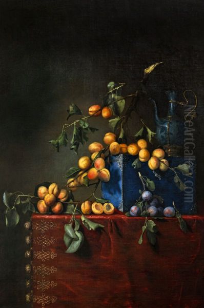 Still life with apricot and plum branchesFrancais:Nature mort aux branches d'abricots et de prunesItaliano:Natura morta con rami di albicocca e prugna - view 1