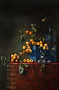 Still life with apricot and plum branchesFrancais:Nature mort aux branches d'abricots et de prunesItaliano:Natura morta con rami di albicocca e prugna