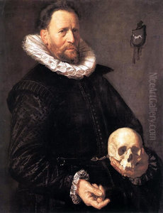 Portrait of a Man Holding a Skull by Frans Hals