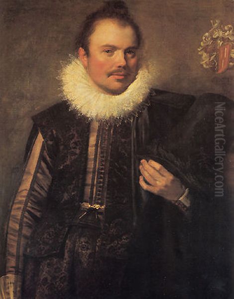 Portrait of a man holding a tall hat - view 1