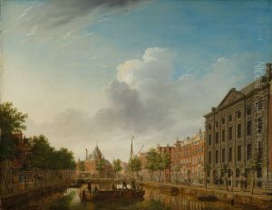 De Kloveniersburgwal met uitzicht op de St. Anthoniswaag-De Waag vanaf de Kloverniersburgwal-The Waag from the Kloveniersburgwal by Isaac Ouwater