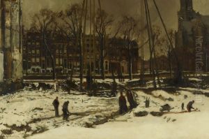 Doorbraak van de Raadhuisstraat in de winter-Laying of the Raadhuisstraat Doorbraak van de Raadhuisstraat in de winter-Laying of the Raadhuisstraat