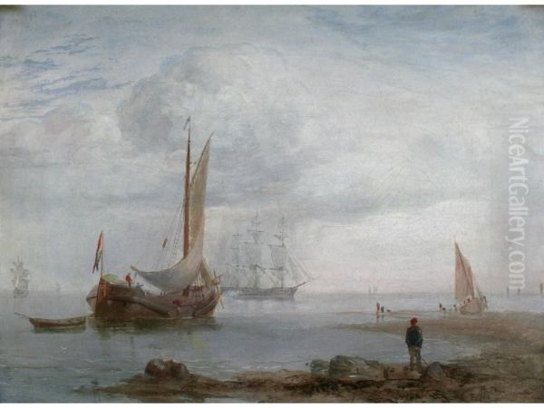 Coastal Scene With Vessels At Low Tide - view 1