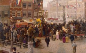 Optocht van de Nassau's in de Nederlanden op het Sophiaplein te Amsterdam by Ferdinand Oldewelt