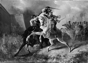 Anno 1591. Tweestrijd tussen Rijhove en een Spaanse krijgsman by Karel Frederik Bombled