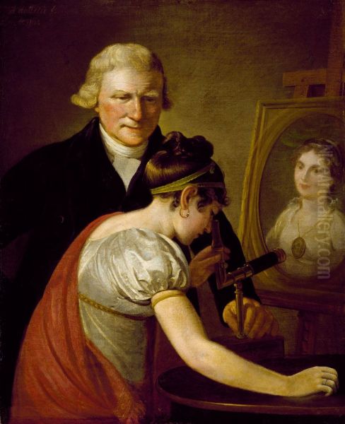 Jan Anthony van Hemert (1749-1822) en een nichtje van de schilder doende met de hoekkijker - view 1