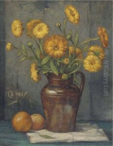 Marigolds In An Earthenware Jug