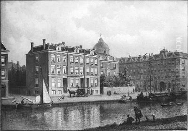 Gezicht van de Stadhouderskade op de Nic. Witsenkade hoek Westeinde met op de achtergrond de koepel van het Paleis Voor Volksvlijt - view 1
