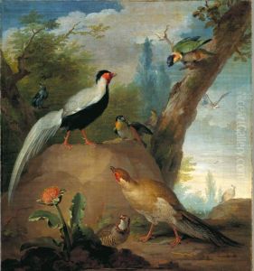 Vogels, schildering uit Keizersgracht 444-446-Dessus de porte Vogels, schildering uit Keizersgracht 444-446-Dessus de porte