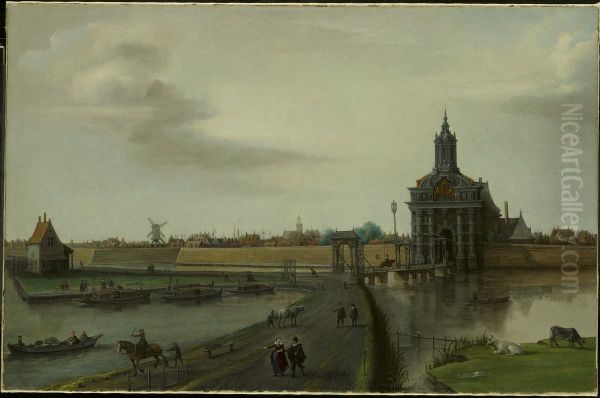Gezicht op de Haarlemmerpoort-De pas voltooide Haarlemmerpoort-Newly Completed Haarlemmerpoort - view 1