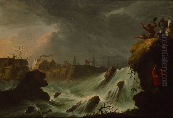 De doorbraak van de St. Antonisdijk bij Houtewael-The breaching of Sint Anthonisdijk at Houtewael - view 1