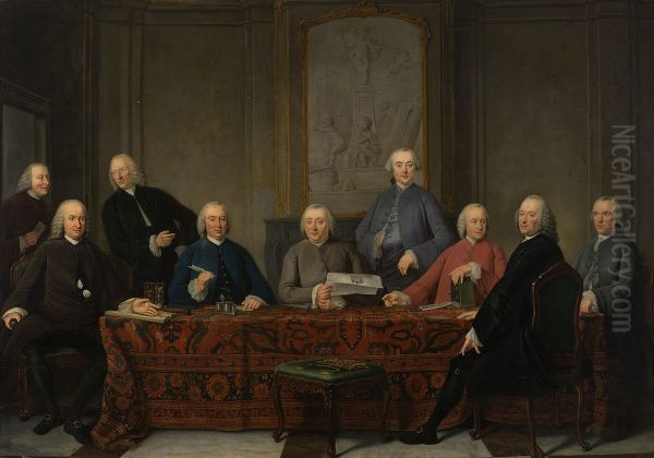 De overlieden van het Groot-Kramersgilde-Acht overlieden en de gildeknecht van het Groot-Kramersgilde-Regenten van het huiszittenhuis - view 1