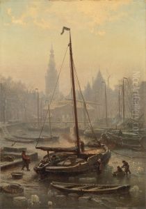 De Nieuwmarkt bij mistig weer