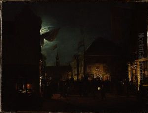 De houten stadsschouwburg bij Koninklijk bezoek by Hendrik Gerrit ten Cate