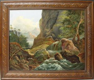 Berglandschaft Mit Bach by Johann-Hermann Carmiencke