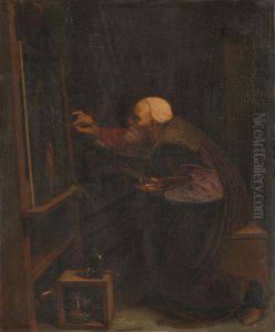 Titiaan, zijn laatste werk schilderend Titiaan, zijn laatste werk schilderend