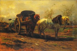 A car with two horses by Rosa Bonheur
