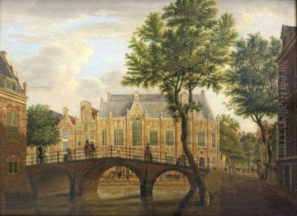 Het Spui met de Oude Lutherse Kerk gezien vanaf de Nieuwezijds Voorburgwal-The Oude Lutherse Kerk on the Spui - view 1