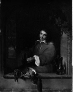 Een jager met een glas wijn in de hand (naar Gabriel Metsu) by Charles Van Beveren