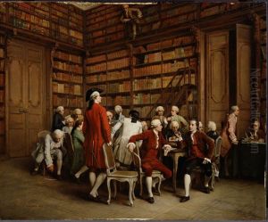 De encyclopaedisten in de bibliotheek van de koning by Eugene Fichel