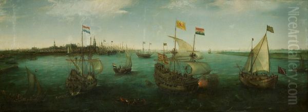 Het IJ vanuit het oosten-Het IJ naar het westen gezien met rechts het profiel van de stad-The IJ to the West - view 1