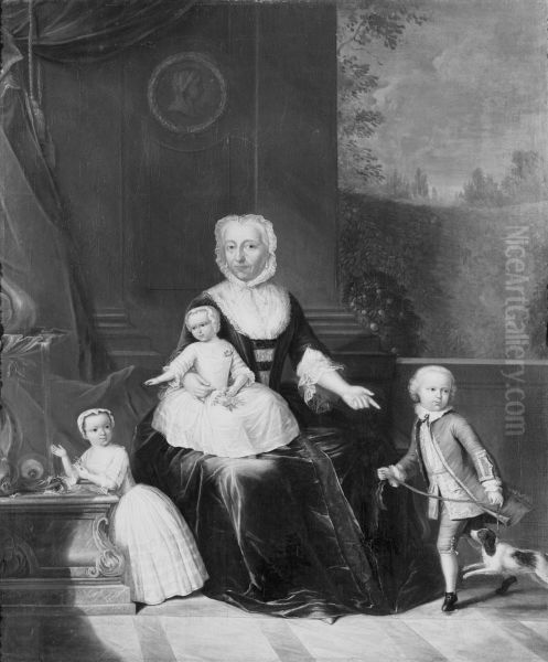 Theodora Nobel-van der Marck (1693-1758) and her grandchildren Testart - view 1