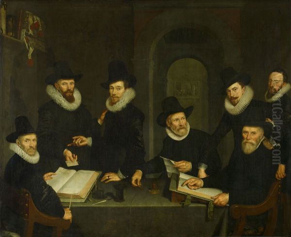 De regenten en de bediende van het Binnengasthuis-The Governors of St. Peter's Hospital-The Governors of the Binnengasthuis - view 1