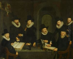 De regenten en de bediende van het Binnengasthuis-The Governors of St. Peter's Hospital-The Governors of the Binnengasthuis by Cornelis van der Voort